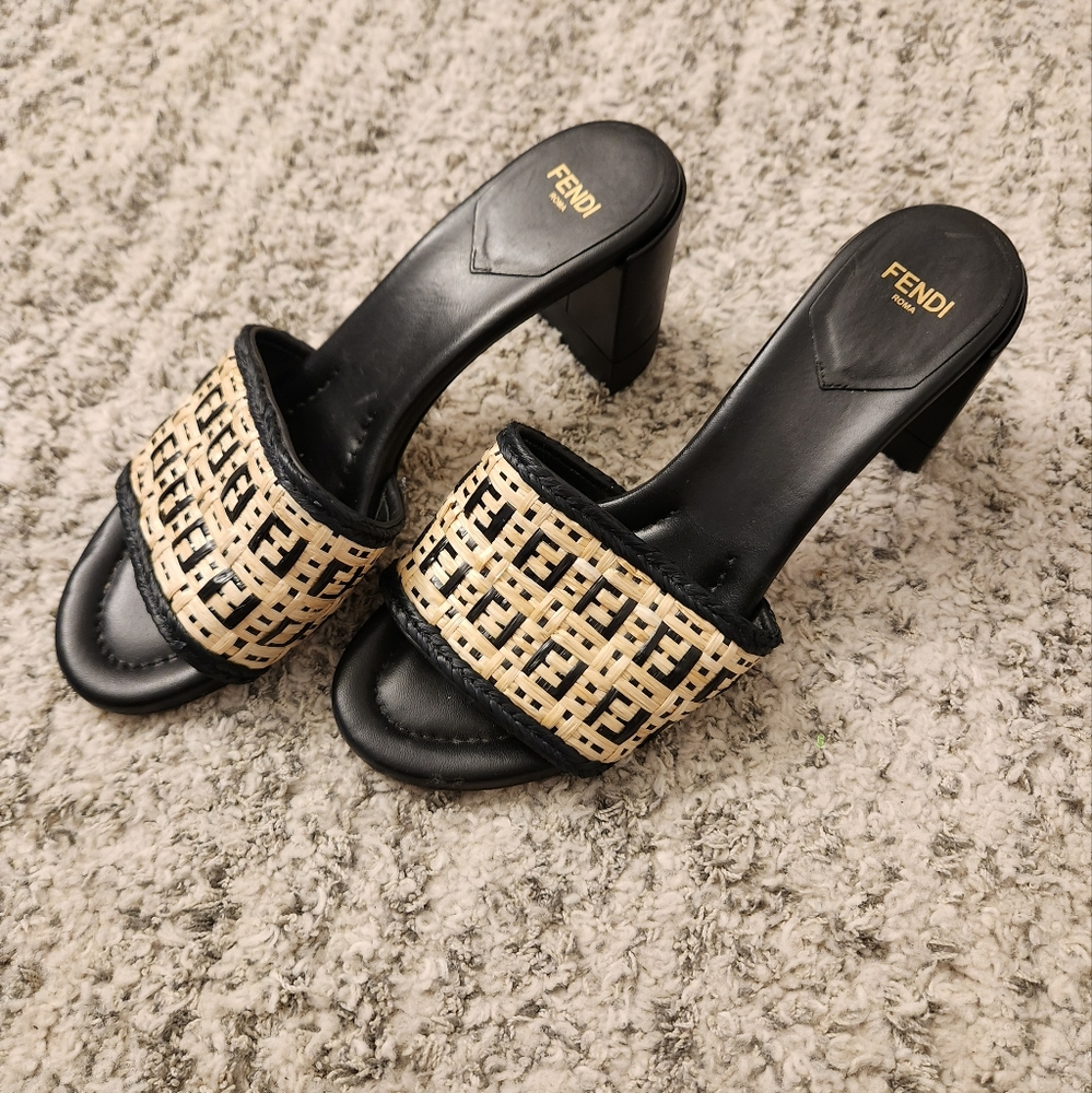 Fendi sandals with a block heel.